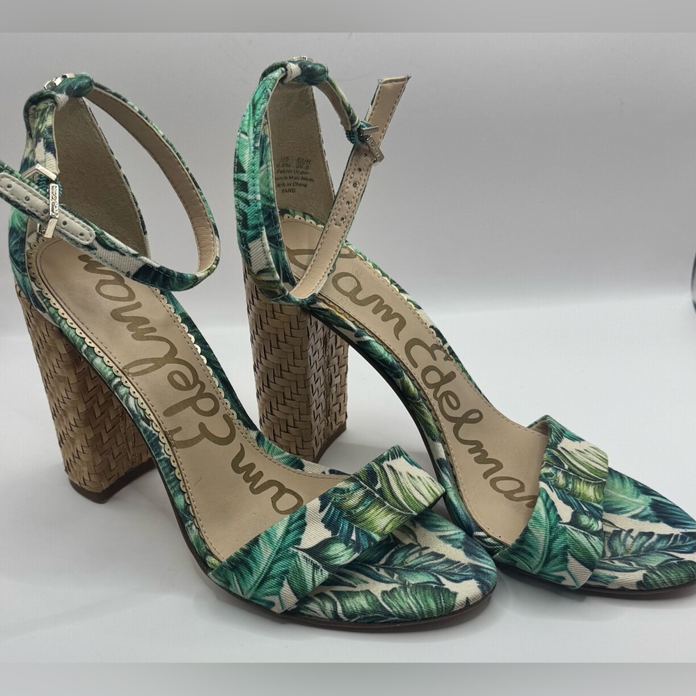 Sam Edelman Tropical Block Heel Sandals with Ankle Strap Size 6.5 - Picture 4 of 11